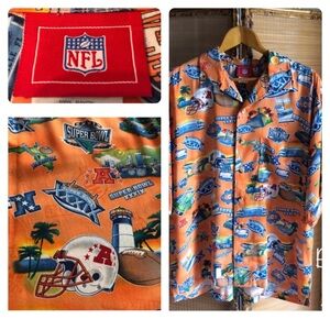 Super Bowl NFL Hawaiian shirt XXXIX 39 2005 orange Patriots Eagles football